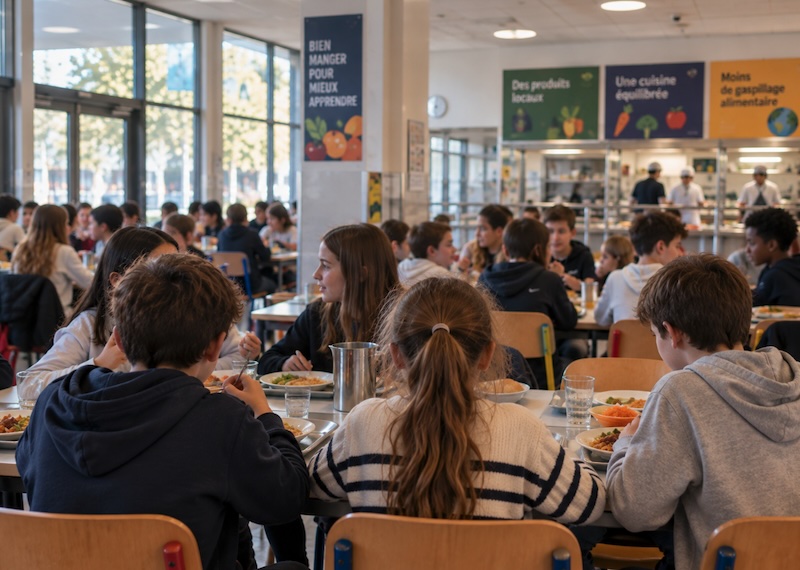 Enfants à la cantine scolaire